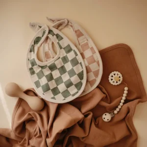 Bavoirs Vert et Damiers - Mushie