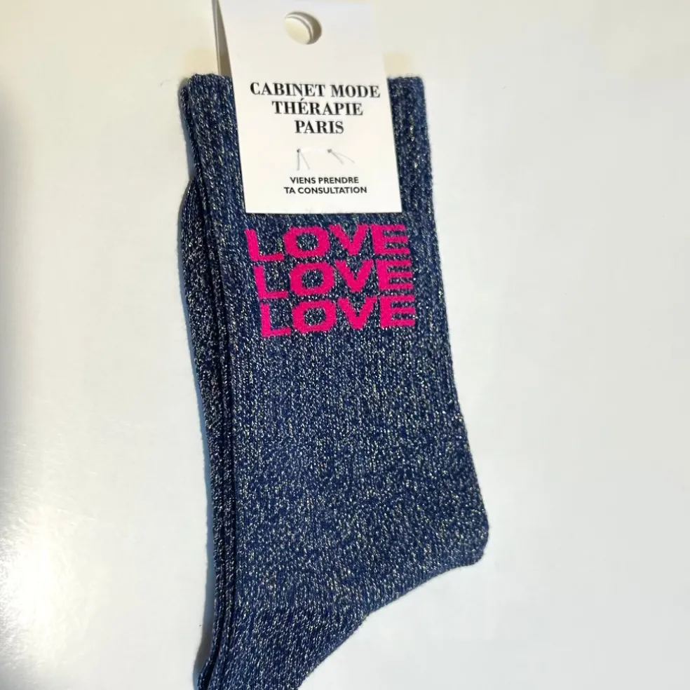 chaussette_kids_quotlove__1.webp Chaussette Kids "Love Love Love" Argenté - Cabinet Mode Thérapie