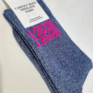 Chaussette Kids "Love Love Love" Argenté - Cabinet Mode Thérapie