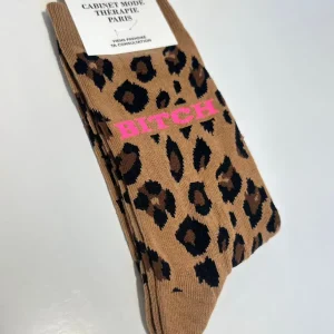 Chaussette "Bitch" Léopard - Cabinet Mode Thérapie