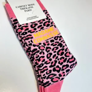 Chaussette "Madame Connasse" Léopard Rose - Cabinet Mode Thérapie