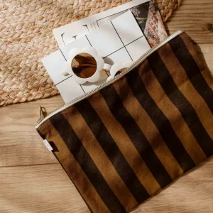 Pochette Lili Rayé Cumin Noir - Rose In April