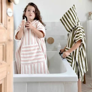 Poncho Suzon Rayures Rose - Rose In April