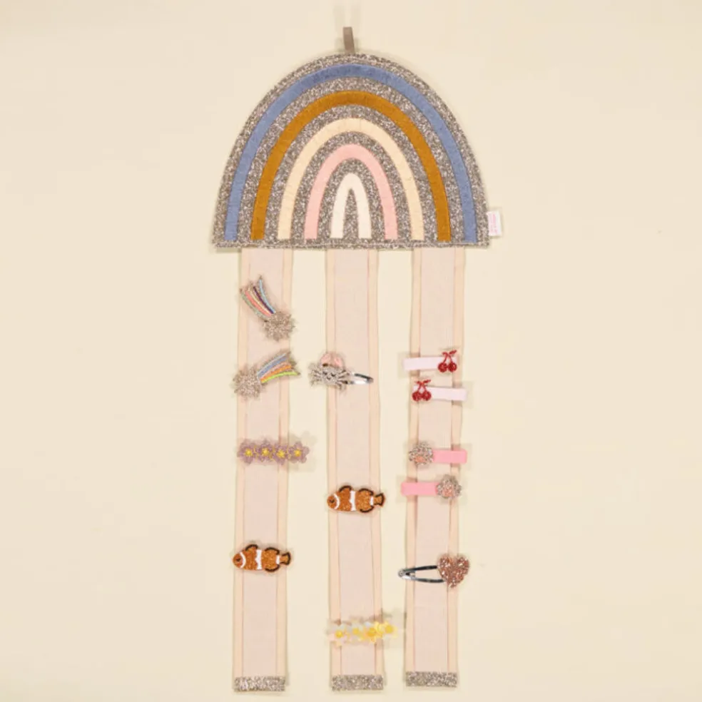 porte_barrettes_mural_arc_0.webp Porte Barrettes Mural Arc-en-Ciel Bleu - Luciole et Petit Pois