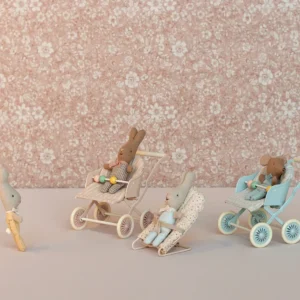 Poussette Bébé Souris  Rose - Maileg