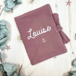 Protège Carnet de Santé Personnalisable Lin Vieux Rose - Oh la la Paris