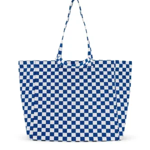 Sac Cabas Elisa Damier Écru Bleu - Rose In April