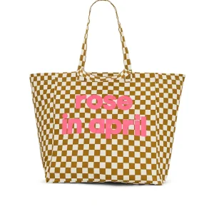 Sac Cabas Élisa Damiers Moutarde Logo - Rose In April