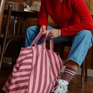 Sac Cabas Élisa Rayures Bordeaux Flamingo - Rose In April